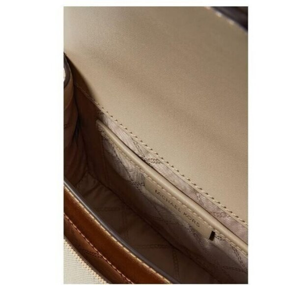 MICHAEL KORS Heather canvas leather large shoulder crossbody bag -GOLD/ NATURAL - Picture 15 of 15